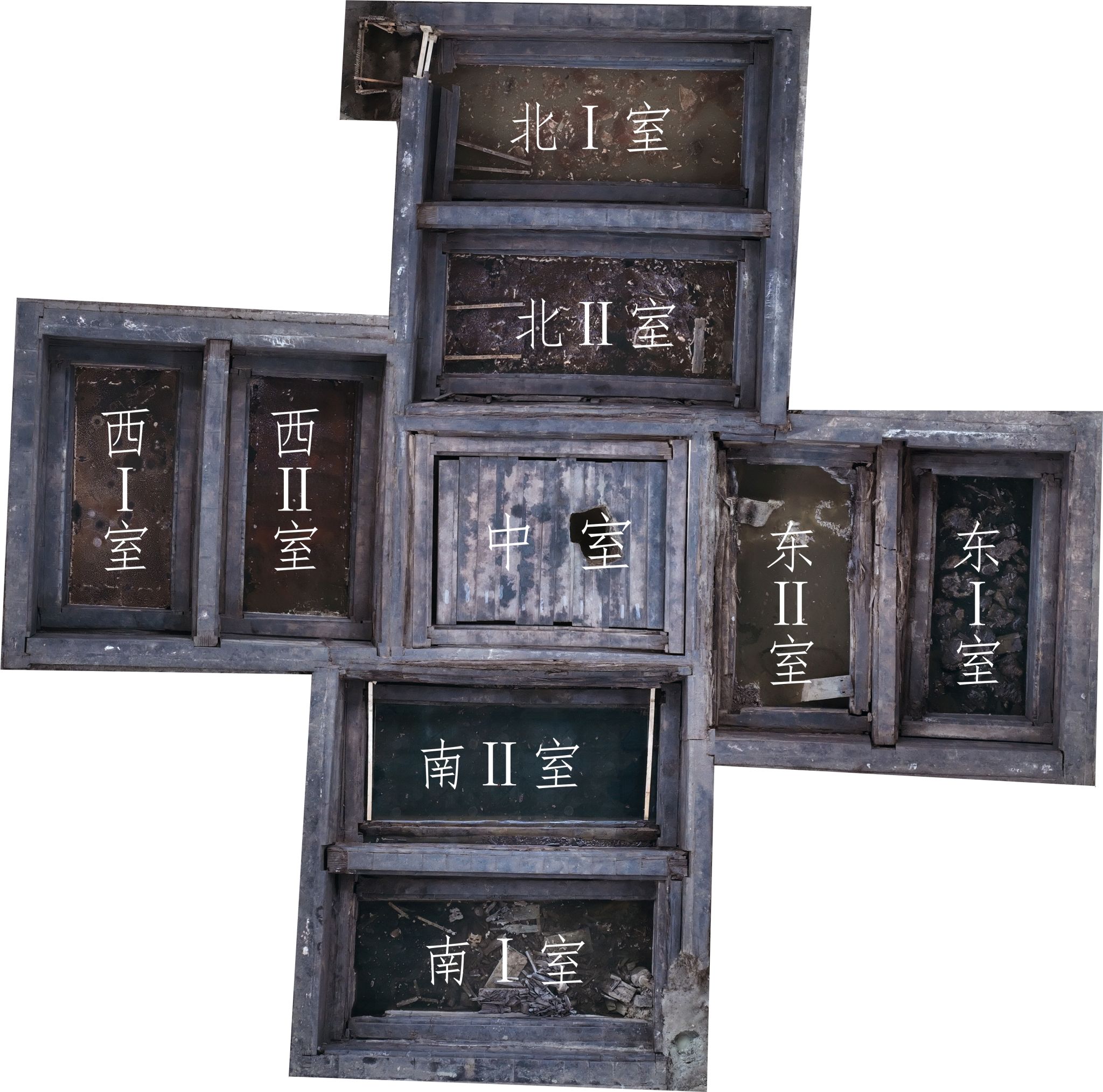 一号墓椁室分室示意图(积水面)